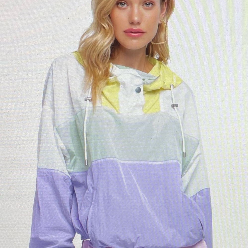 ASTR The Label Sawyer Windbreaker pastel colorblock hooded, size L cottagecore - Picture 4 of 16